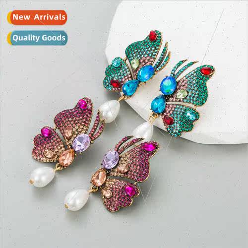 Europe fashion nd earrings female new alloy colorful diamond