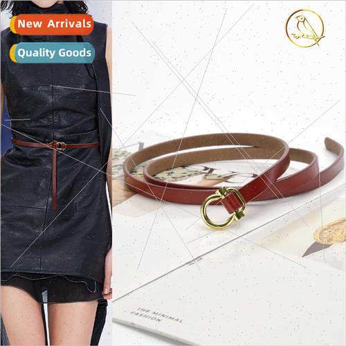 Women leather simple Korean hundred thin belt retro knot sin