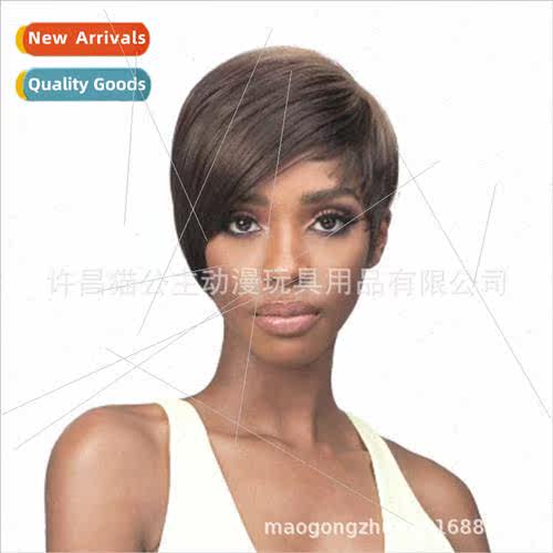 Europe Fashion Women Short Wigs Dark Brown Chemical Fiber He