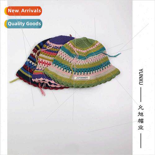Japanese small fresh hollow flowers knted fisherman cap chil