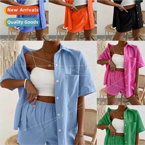 New 2023 spring summer solid color single-breasted shirt ela