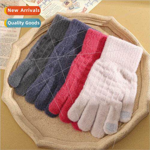 Woolen gloves winter female pineapple pattern solid color fi