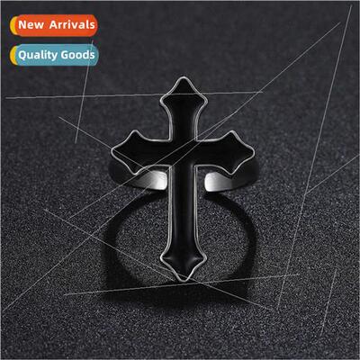 Spl Ring Vintage Black Large Cross Ladies Gothic Fashion All