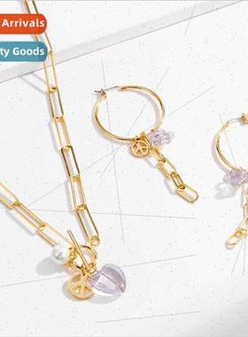 SS2022 summer lavender purple metal gold plated small pendan