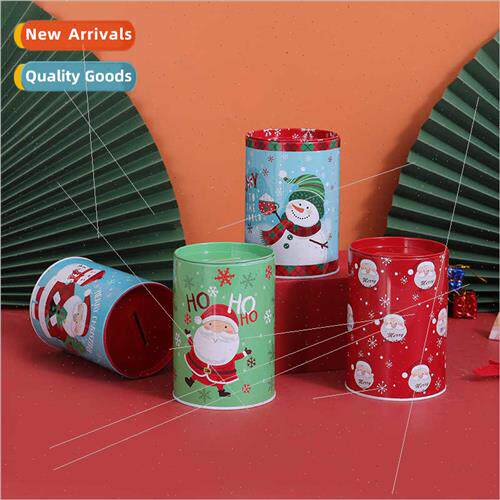 Christmas cartoon iron art depos box coin hole savings jar c