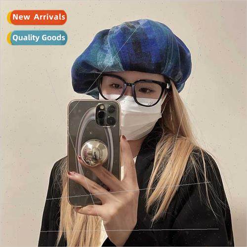 Korea hat female tide large  designer  tweed oil painting be