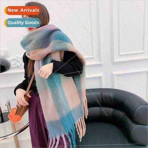 Autumn winter Korean  clash colors plaid warm ladies scarf w