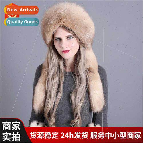 Fur hat real fox hair Mongolia hat winter female fox skin wh