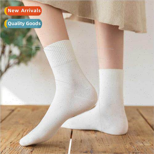 Socks women mid-calf autumn winter cotton solid color cotton