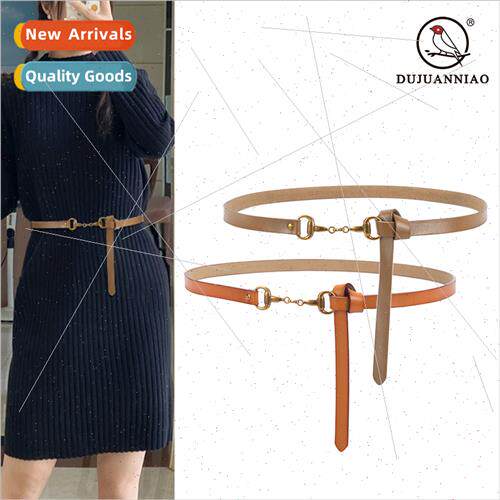 Dress leather belt simple sweater fashion knot whout holes n