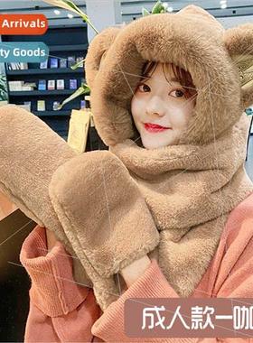 New M bear ears hat gloves scarf threePCS winter thickened w