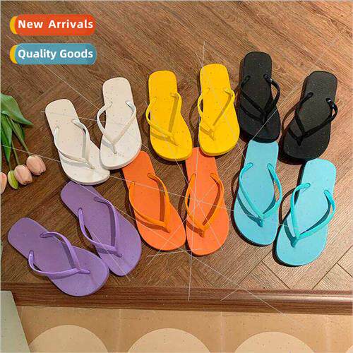 2022 summer new Korean  flat bottom flip-flops female ins ti