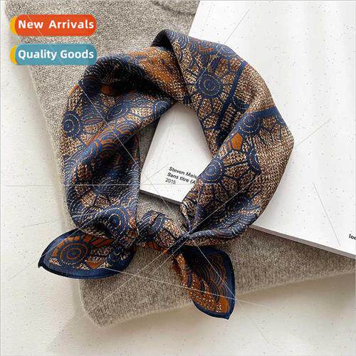 2021 fall winter new Korean  silk square scarf female printi