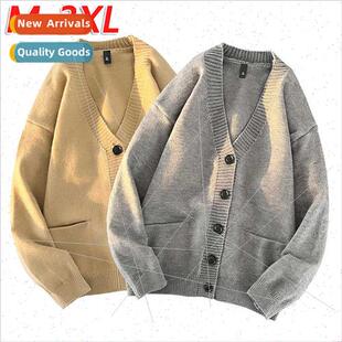 Autumn winter men loose outer wear sweater knted cardigan la