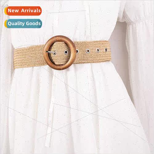new pin buckle raffia natural wind versatile vacation summer