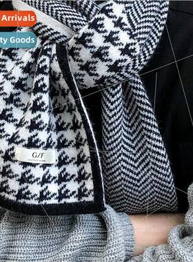 Thousbird plaid scarf female fall winter 2022 new Korean  fu