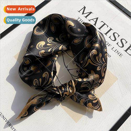 Black silk scarf small square scarf new Mulberry silk wild w