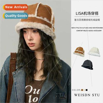 Men women fisherman hat temperament retro deerskin velvet wa