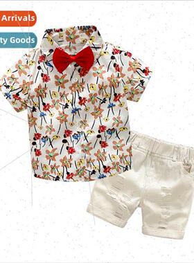 Summer childrens clothing flower shirt boy short sleeve shor