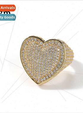 Set Hipster Hip Hop Ring Copper wh 3A Zirconia Large Heart R