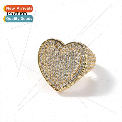 Set Hipster Hip Hop Ring Copper wh 3A Zirconia Large Heart R