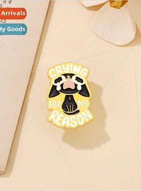 Cartoon crying kten personalised badge crying  no reason mon