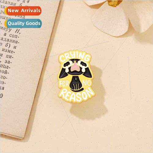 Cartoon crying kten personalised badge crying  no reason mon