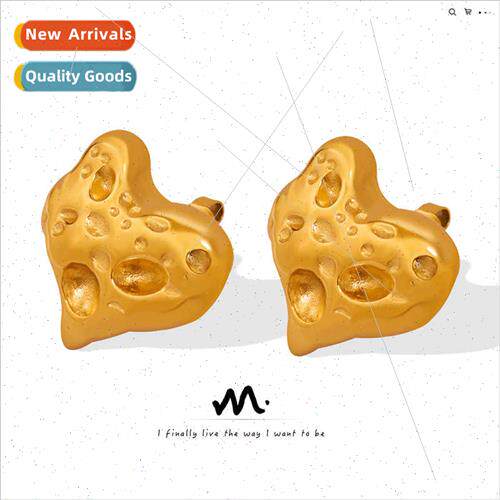 Europe chic minimalist earrings tanium steel gold-plated ham