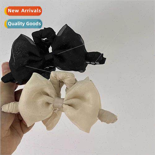 French Grab Clip Elegant Premium Feeling Fabric Bow Top Clip