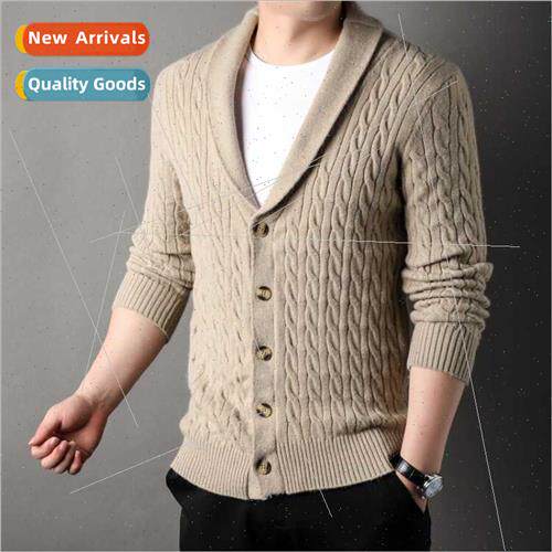 Men cardigan chunky twist thick casual popular long-sleeved