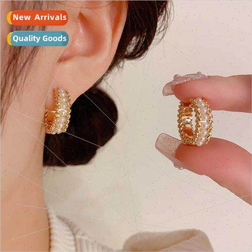 Koreasimple pearl earring buckle elegant fashion gentle retr