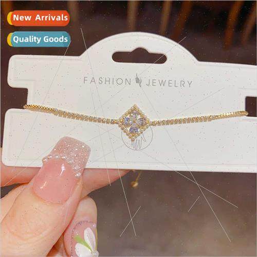 Fashion simple rhombus four-leaf flower pull-out bracelet wo