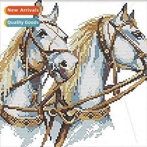 Cross Stch New DIY Two Stallions Full Stch mple Handmade Thr