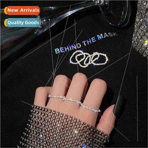 Sparkling Chain Full Stars Ring 925 lver Index Finger che Wo