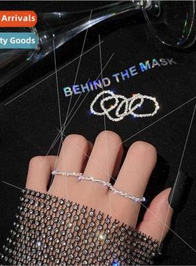 Sparkling Chain Full Stars Ring 925 lver Index Finger che Wo