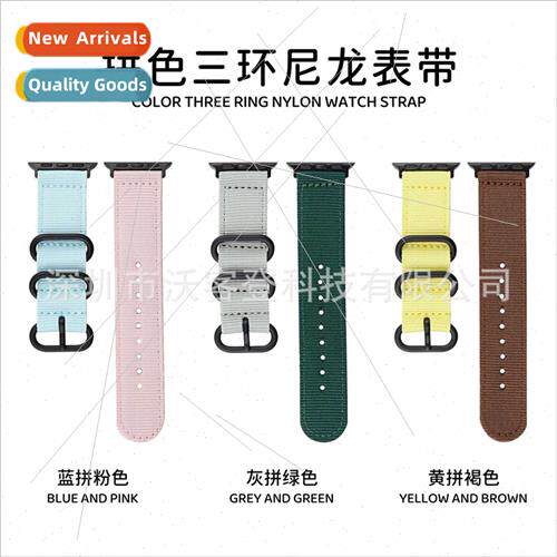 适用apple simple three ring colorful canvas watch bapple wat