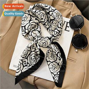2022 Korean new small perfume wind printed silk scarf femal