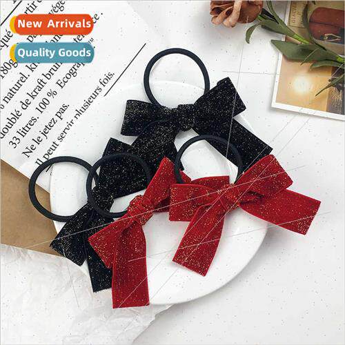 Korea gold velvet bow hair rope head rope female sweet lovel
