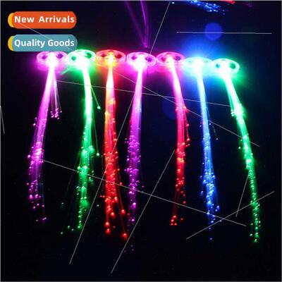 Glowing braids flash fiber optic wire hair clips fiber optic