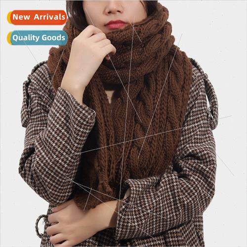 Soft wool autumn and winter twisted wool solid color ladies