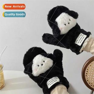 Ins wind three-dimensional puppy plush gloves winter warm th
