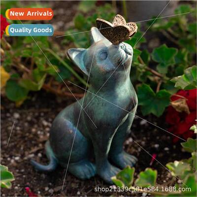 Dancing wh Butterflies Butterfly Cat Outdoor Garden Patio Or