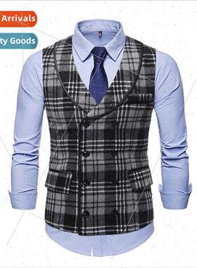 Autumn winter 2021 new shoulders plaid green fru collar trim