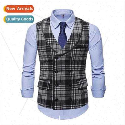 Autumn winter 2021 new shoulders plaid green fru collar trim