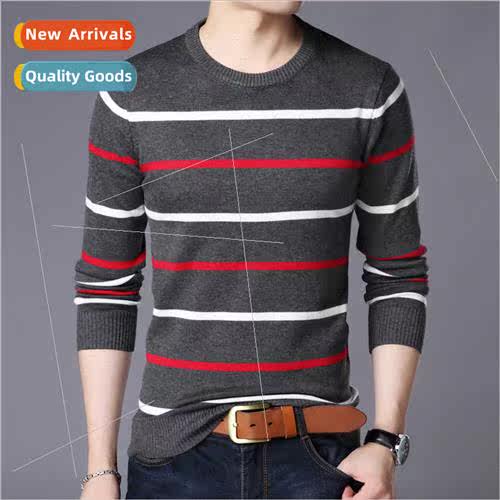 Men sweater 2023 autumn winter new casual men colorful strip