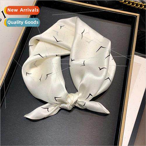 Mulberry silk small square scarf 2023 summer Korean  printed