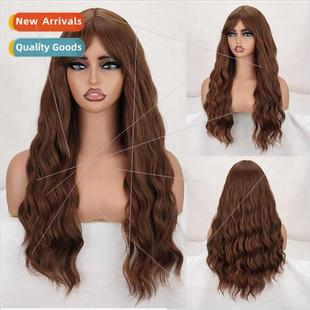 Europe long curly wig flaxen color bangs wool curly mechanis