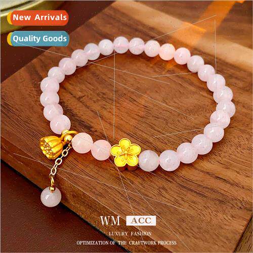 Pink Agate Lotus Flower Stch Bracelet Versatile mple String