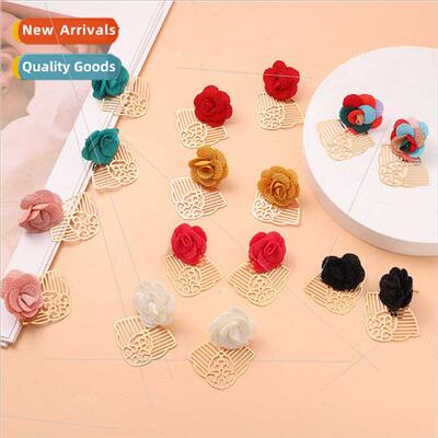 Europe new colorful fabric earrings fashion simple atmospher