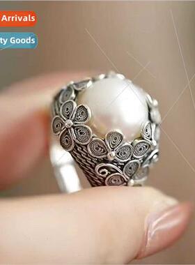 Filigree inlay ring female vintage do old flowers lerary mod